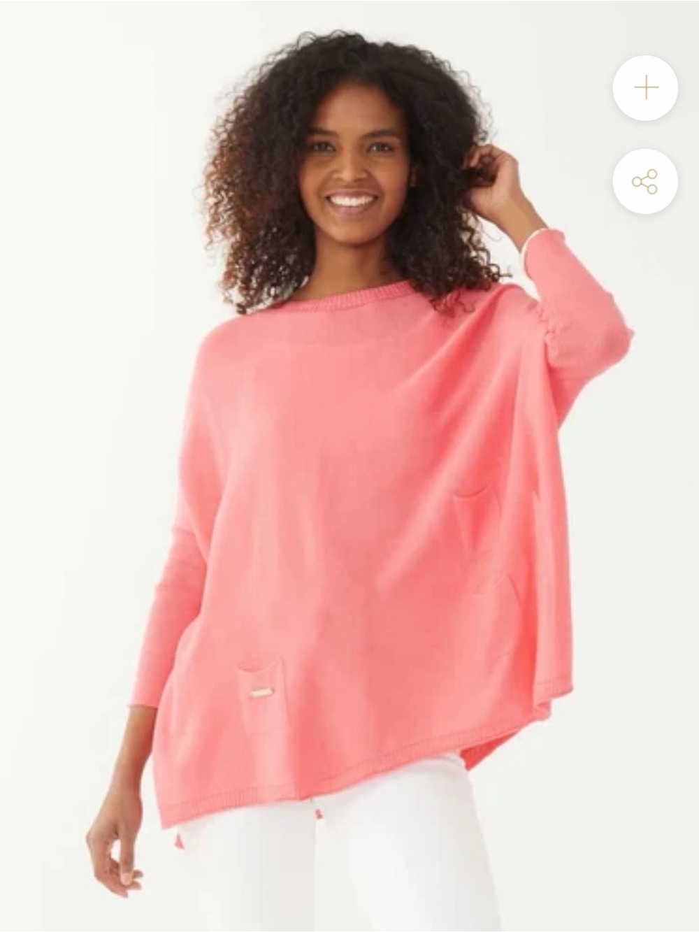 MERSEA Catalina Travel Sweater Pink Oversized Knit Tunic OS